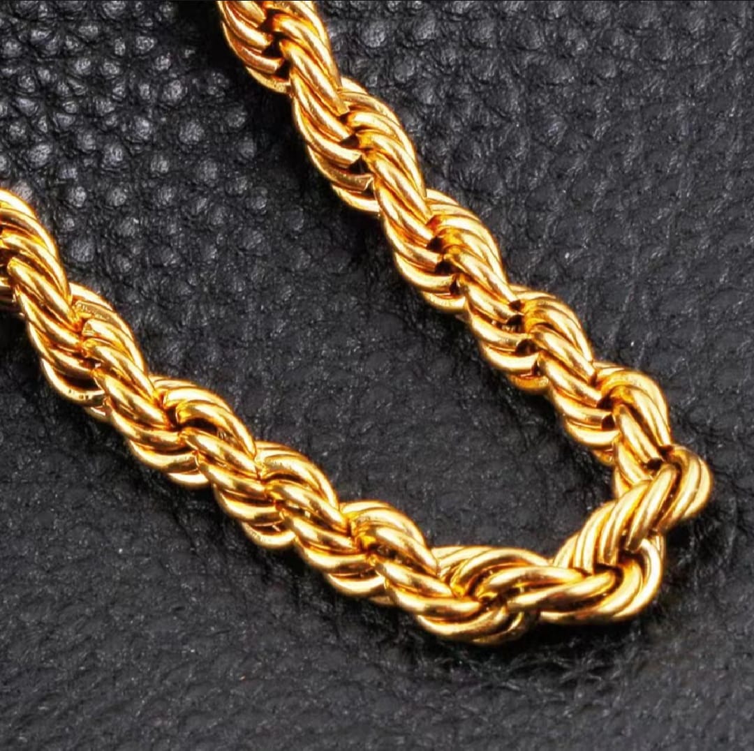 Sterling Golden 2.25mm Shiny-Cut Rope Chain Necklace For Men..........