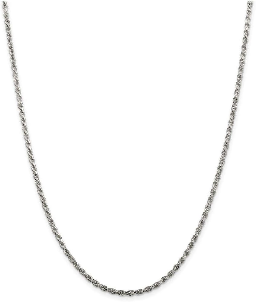 Sterling Silver 2.25mm Shiny-Cut Rope Chain Necklace For Men..........