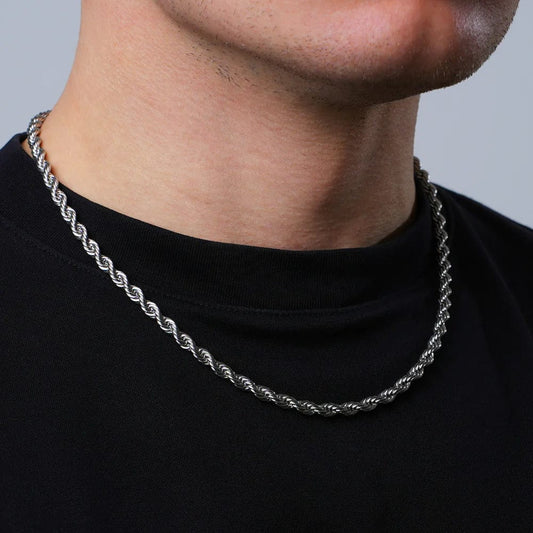 Sterling Silver 2.25mm Shiny-Cut Rope Chain Necklace For Men..........