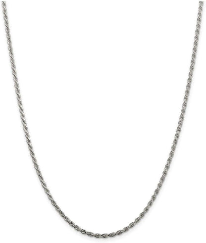 Sterling Silver 2.25mm Shiny-Cut Rope Chain Necklace For Men..........